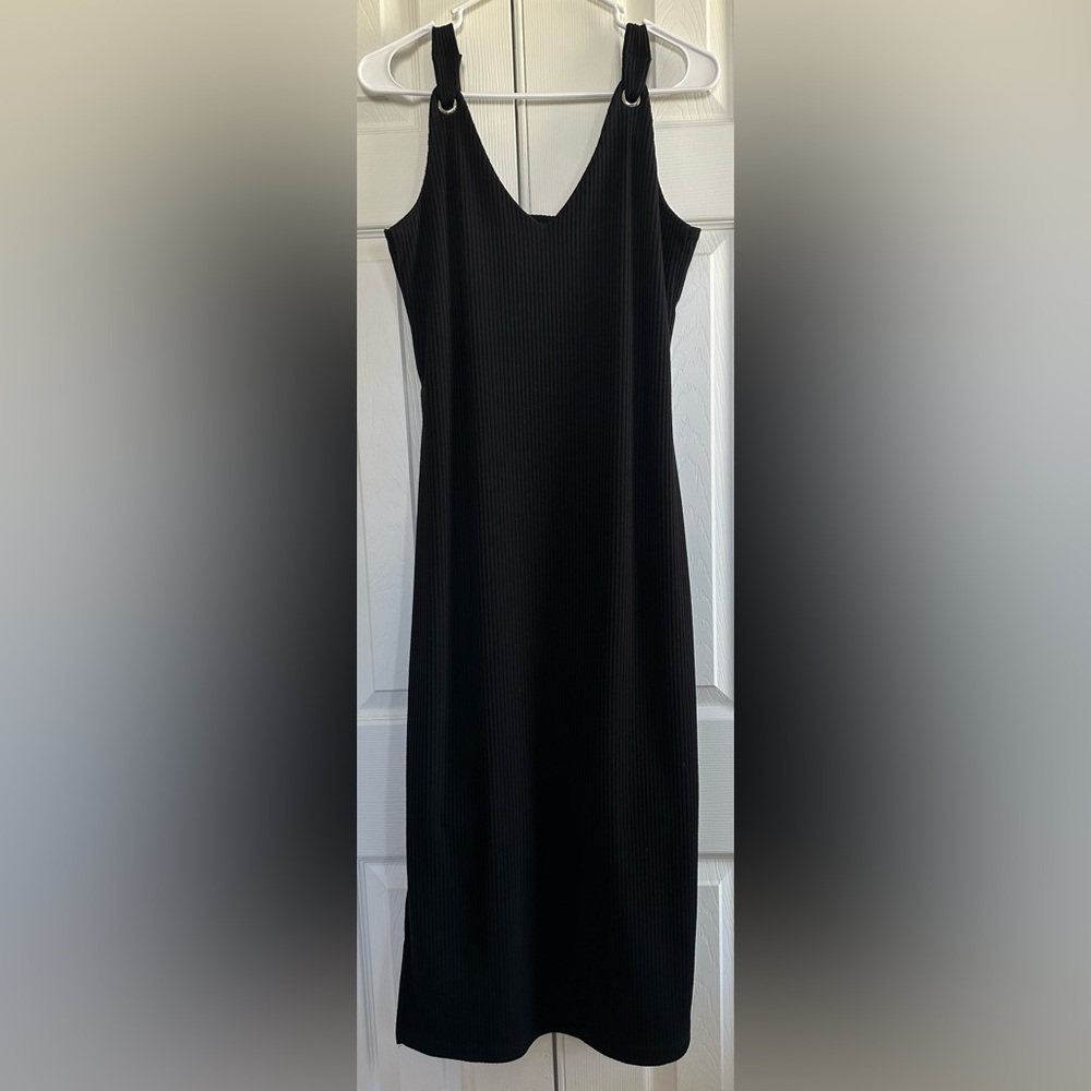 Walter baker black ribbed dress size medium silver accents